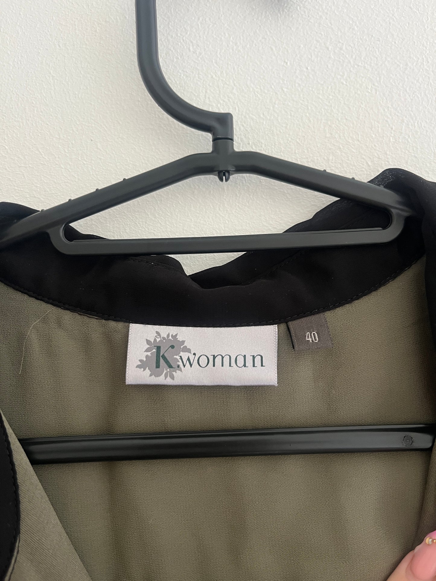 Robe sans manches kaki avec col noir KWoman - 40