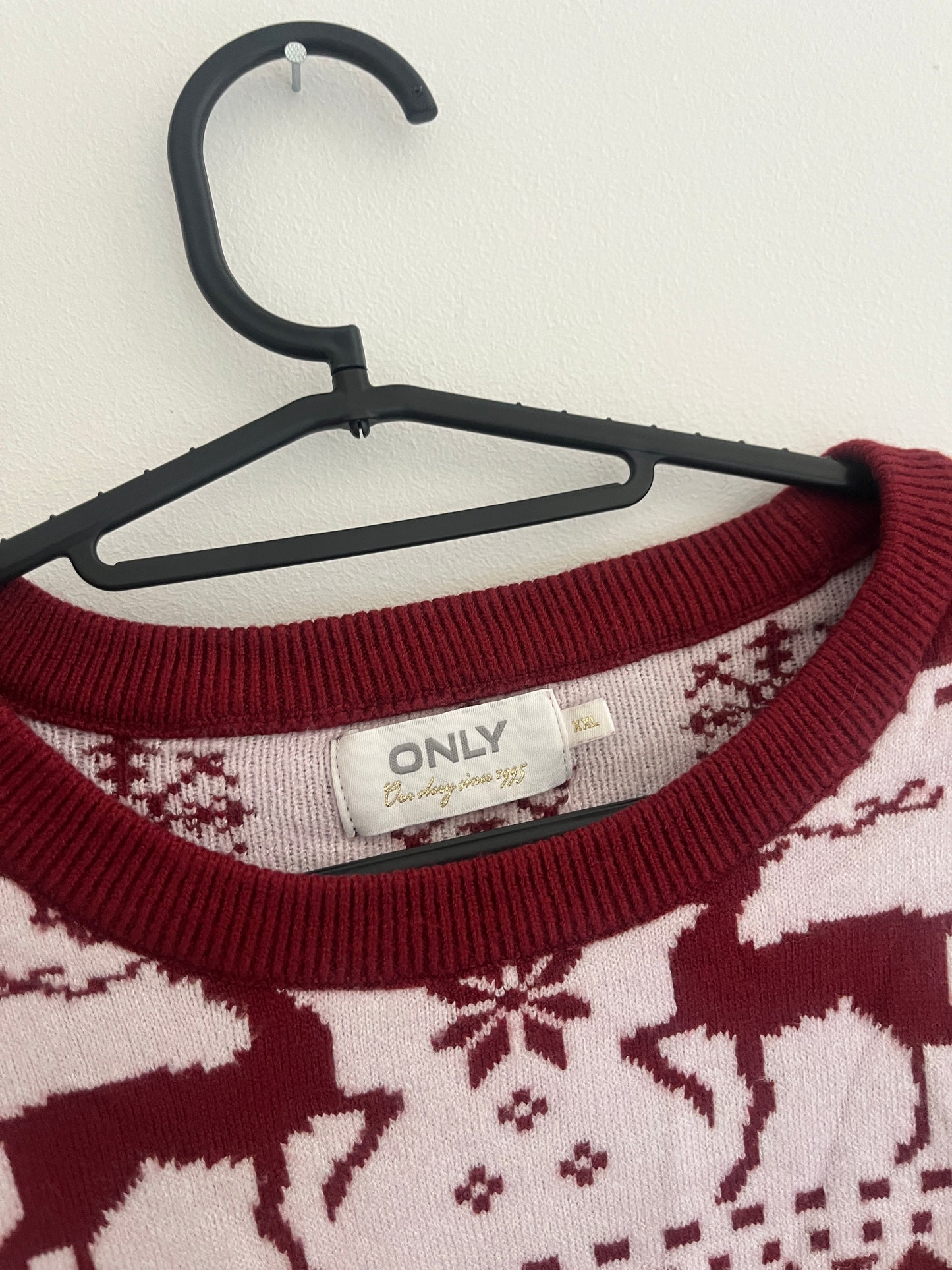 Pull de Noël rouge et rose clair Only - XXL