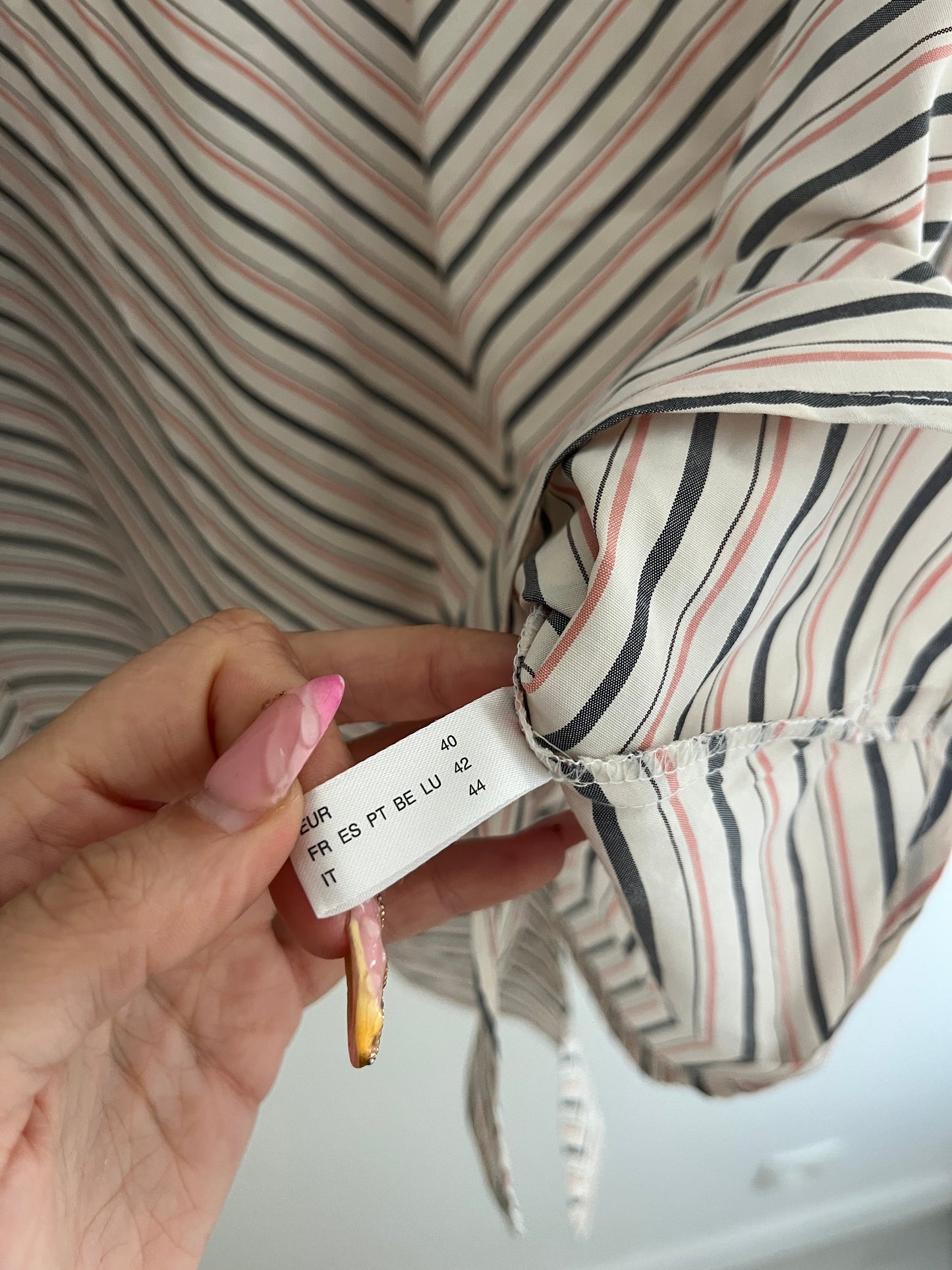 Blouse à manches longues rayée rose et gris - 42/44