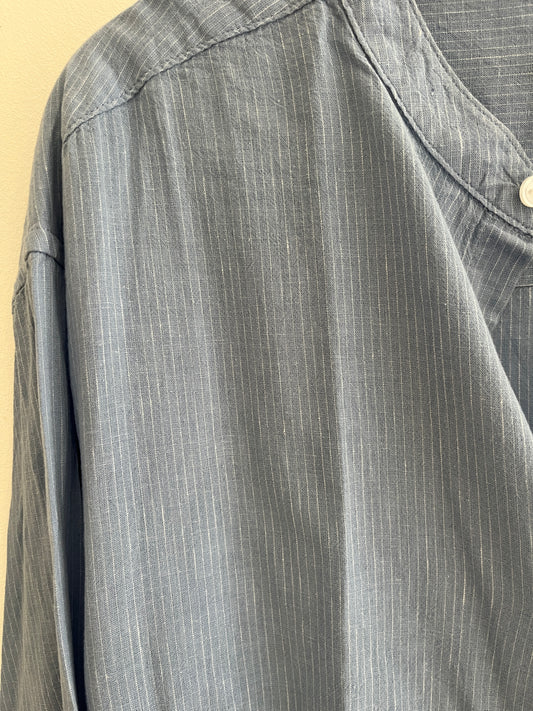 Chemise légère à manches longues bleu rayée - XXL