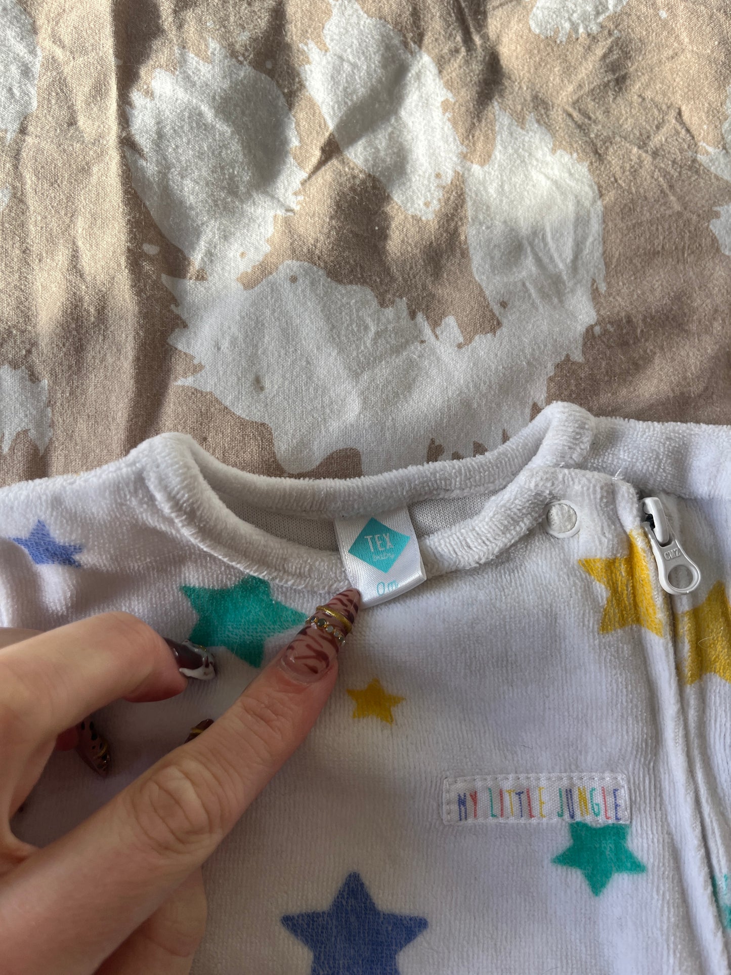 Pyjama en velours à zip motifs étoiles - 0 mois