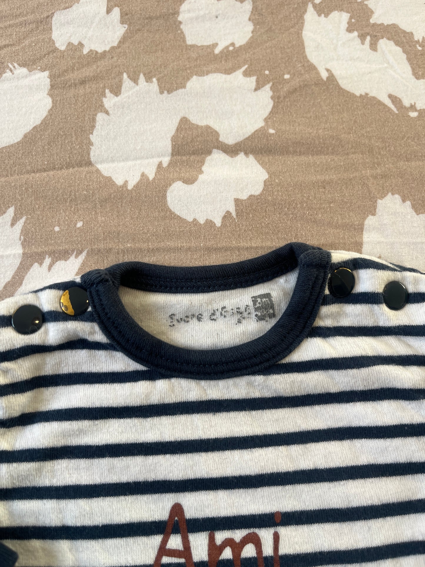 T-shirt à manches longues marinière écureuil « ami de la forêt » - 3 mois