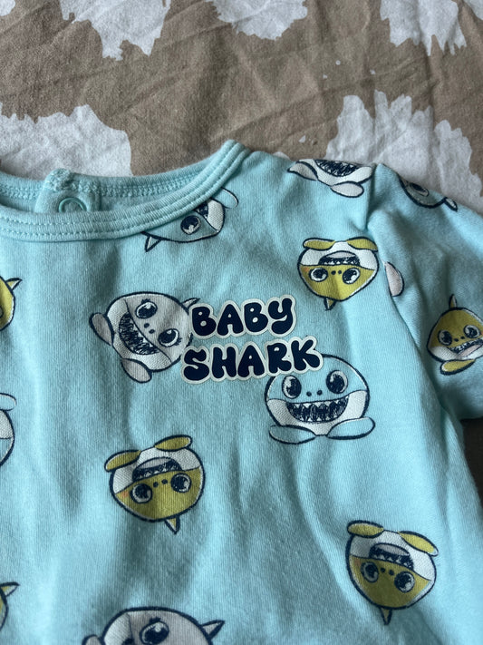 Pyjama bleu cyan Baby Shark - 6 mois