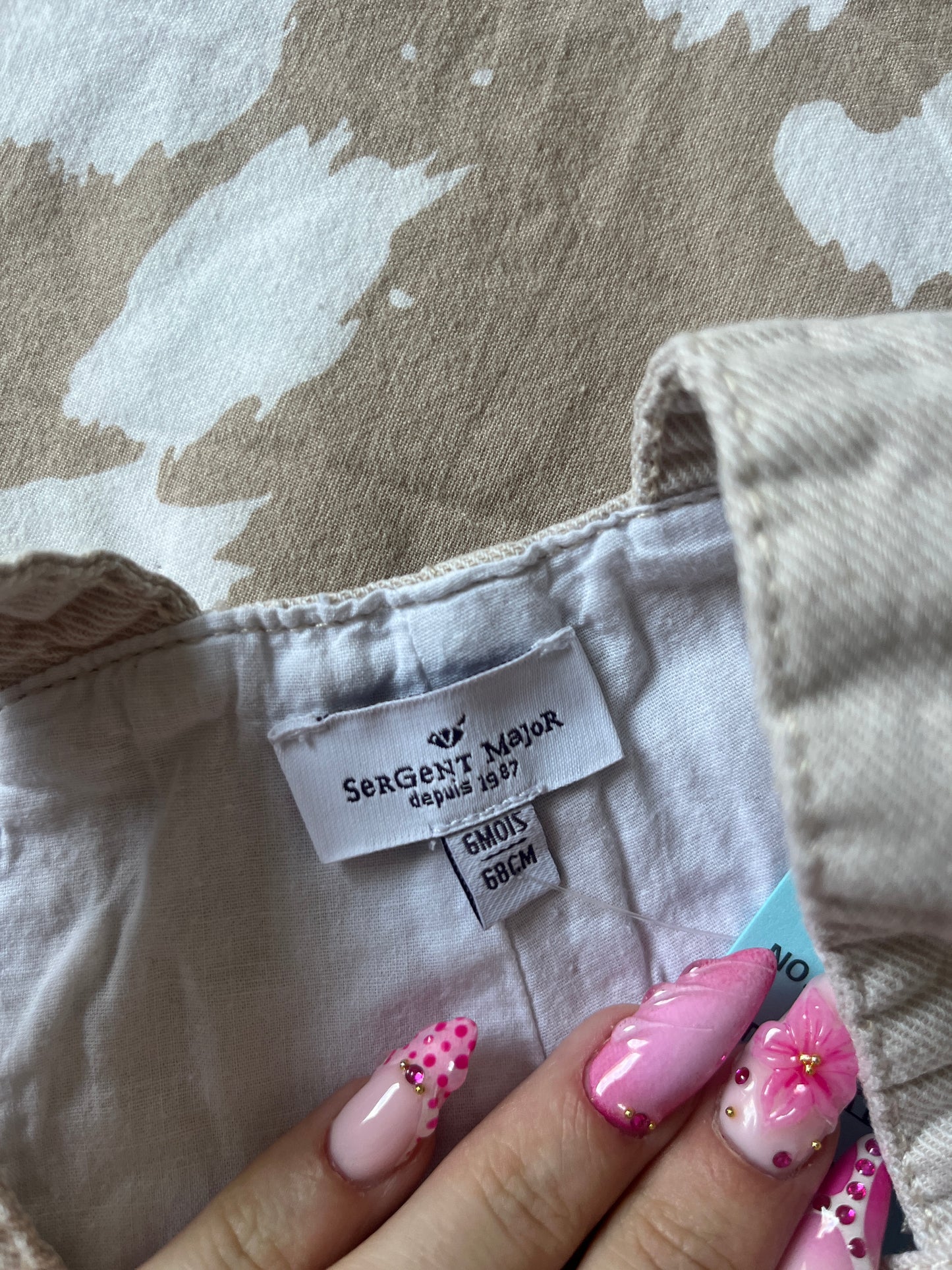 Salopette short en jean beige Sergent Major - 6 mois