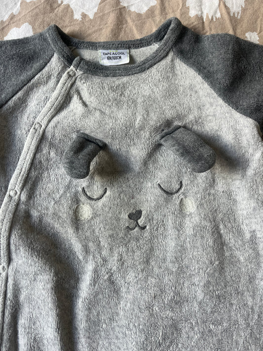 Pyjama en velours gris chien TAO - 6 mois