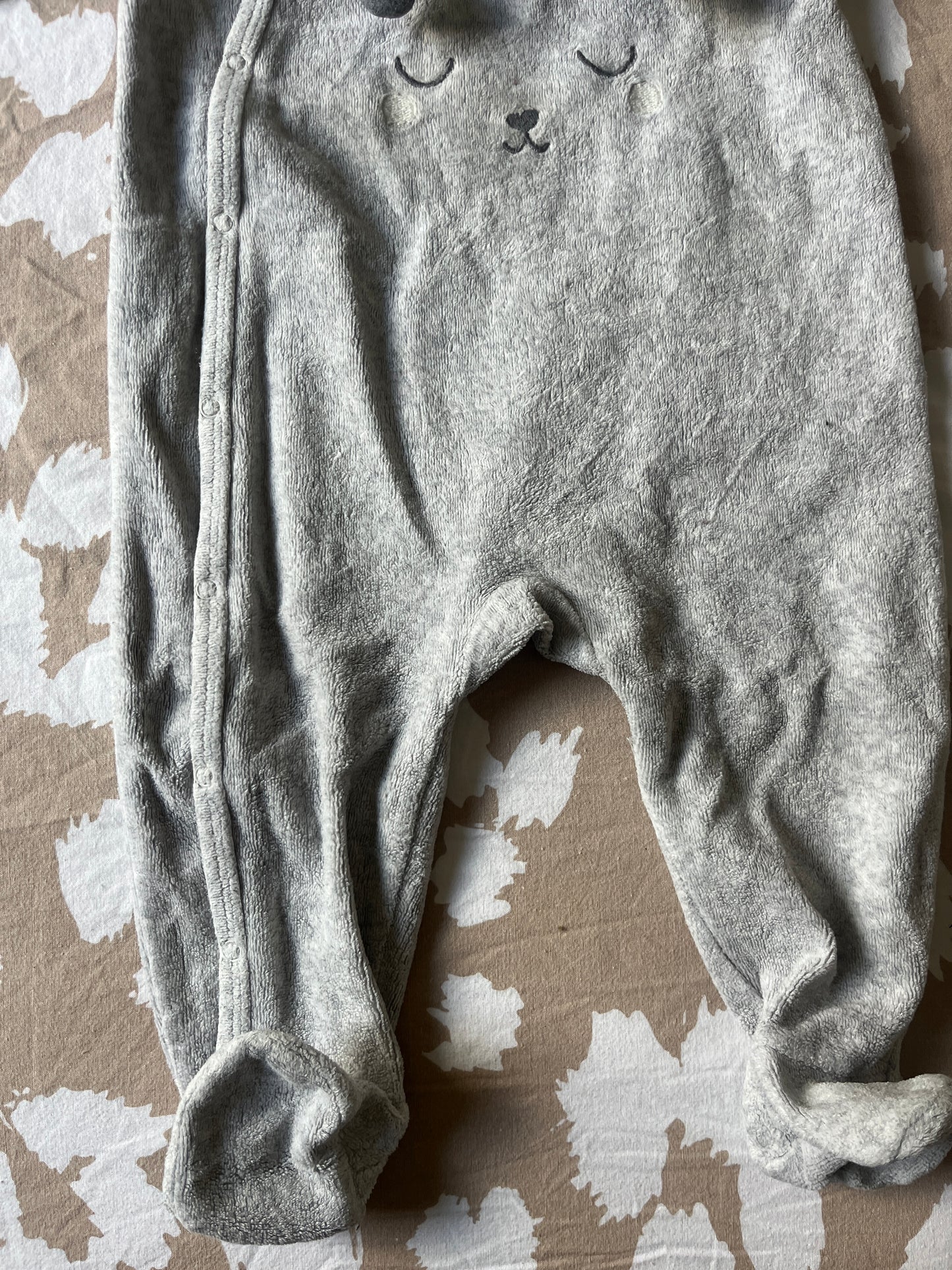 Pyjama en velours gris chien TAO - 6 mois