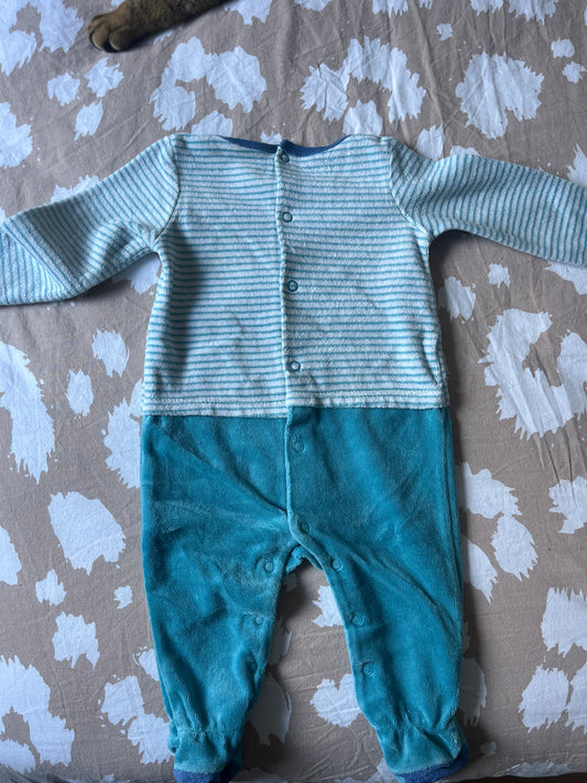 Pyjama en velours pingouin Sergent Major - 6 mois