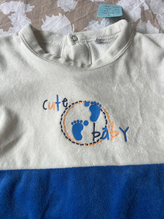 Pyjama en velours bicolore « cute baby » - 6 mois