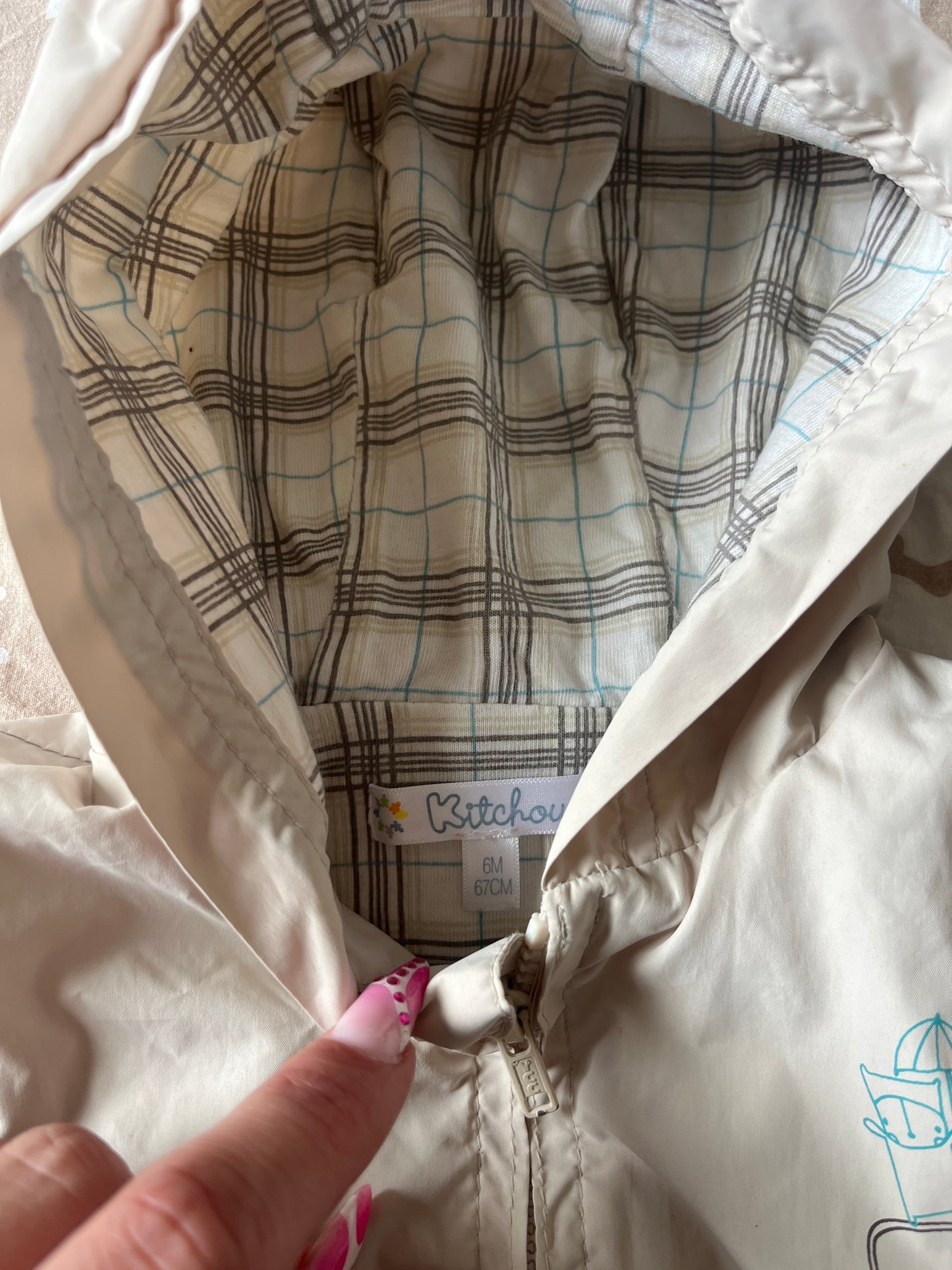 Coupe-vent imperméable à capuche beige - 6 mois