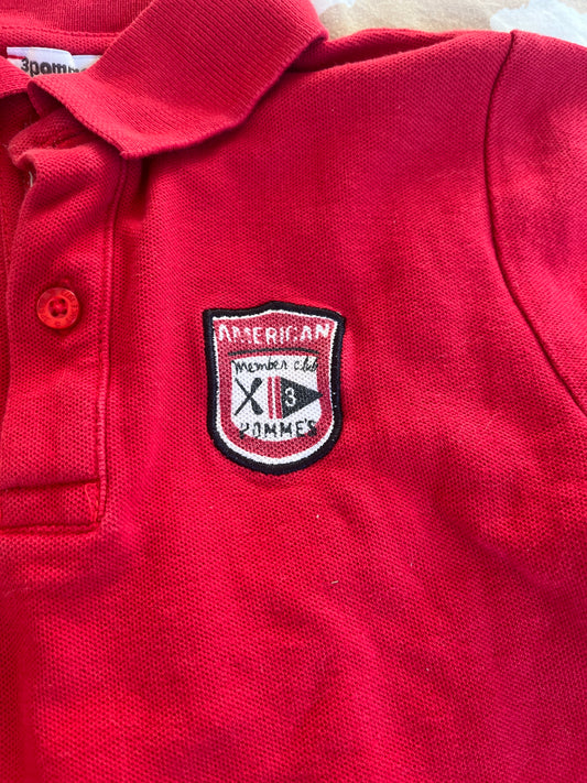 Polo en maille à manches courtes rouge 3Pommes - 2 ans
