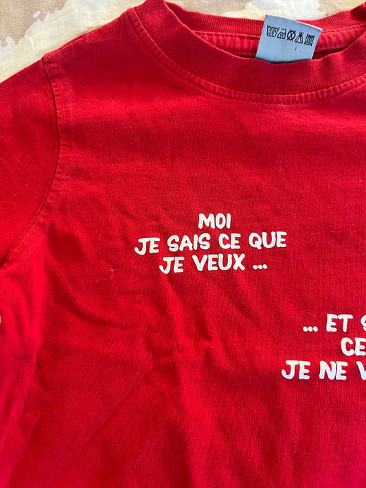 T-shirt à manches courtes rouge « moi je sais ce que je veux » - 2 ans
