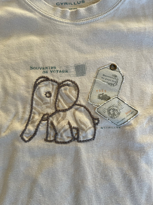 T-shirt à manches courtes beige motif éléphant vintage Cyrillus - 24 mois