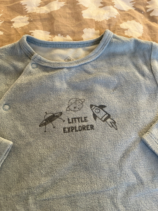 Pyjama velours bleu ciel ouverture devant astronaute - 23 mois