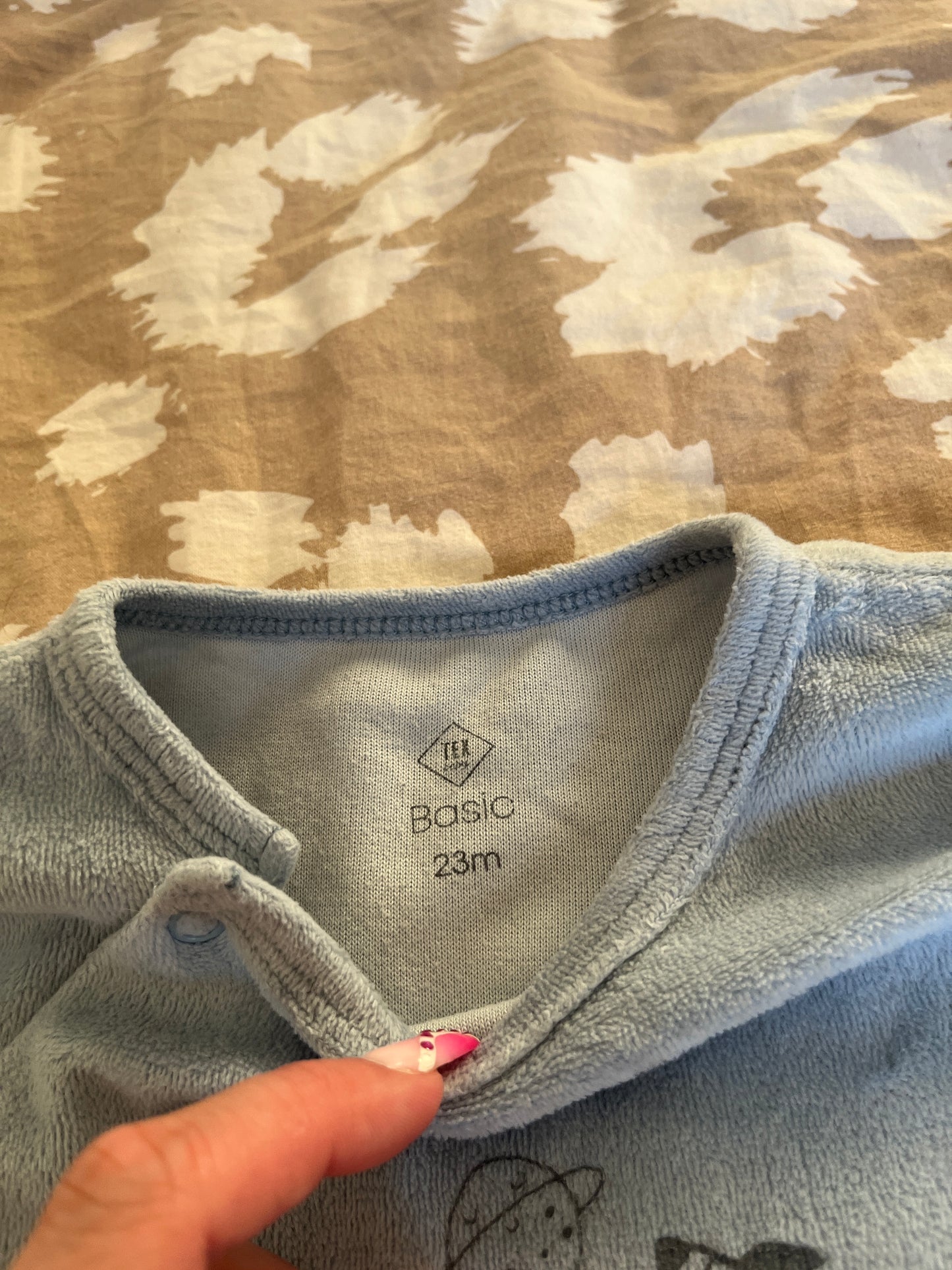 Pyjama velours bleu ciel ouverture devant astronaute - 23 mois