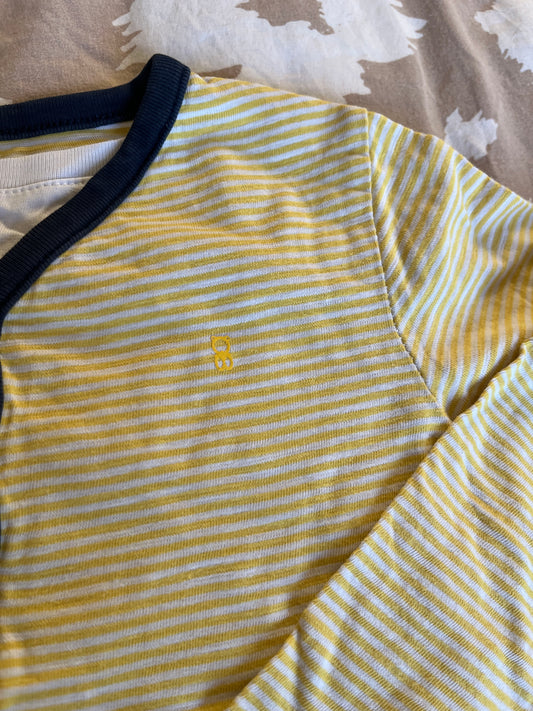 T-shirt à manches longues jaune et blanc cache cœur - 36 mois