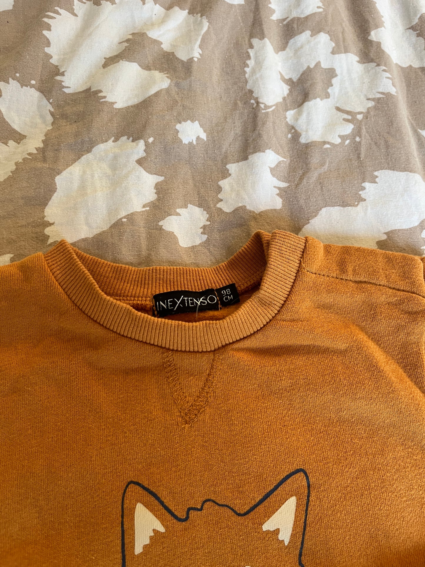 Sweat à manches longues moutarde renard - 3 ans