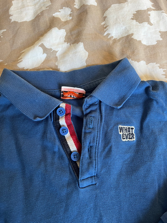 Polo en maille à manches longues bleu - 3 ans