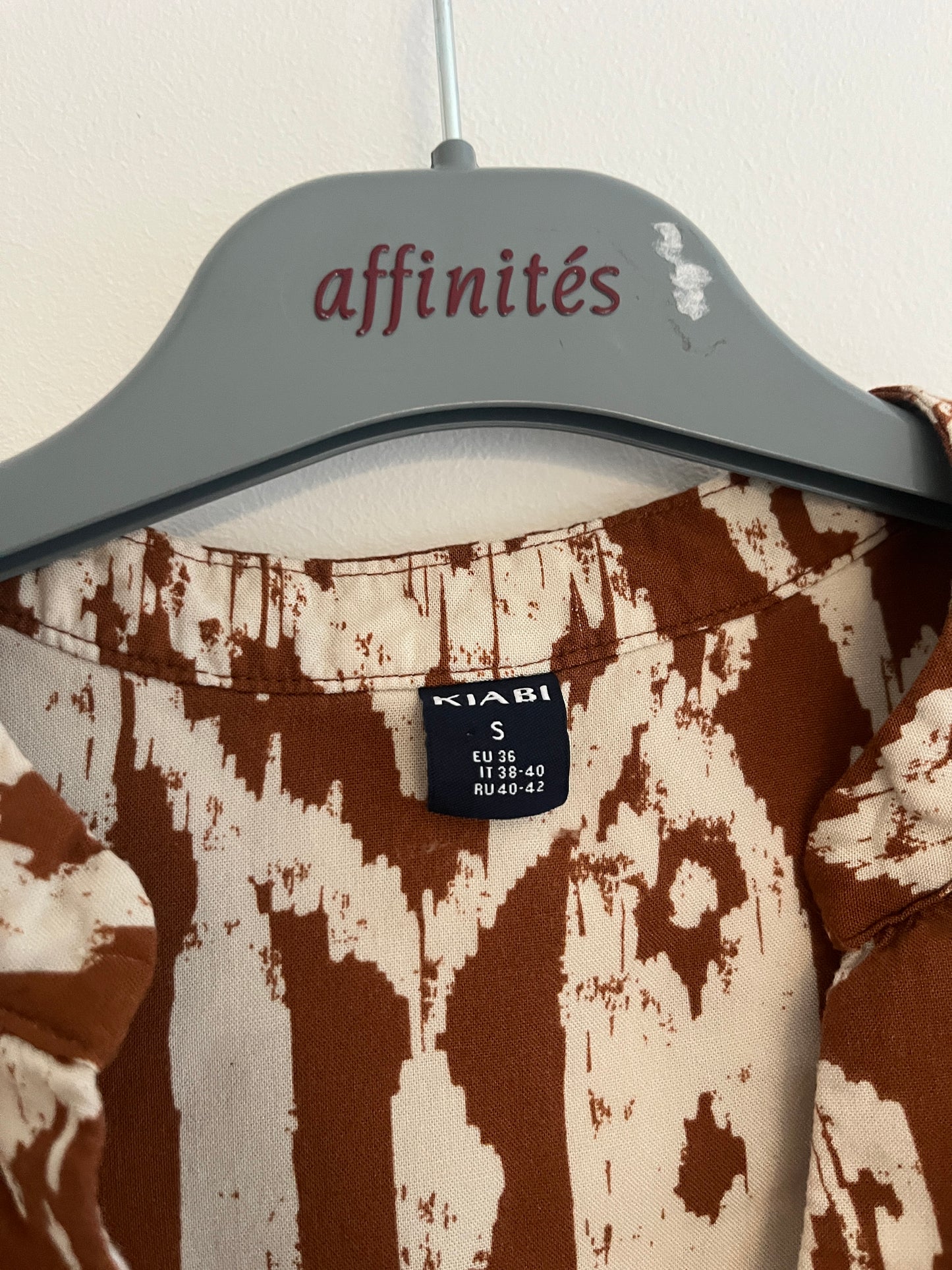 Blouse à manches longues camel à motifs bohème - S