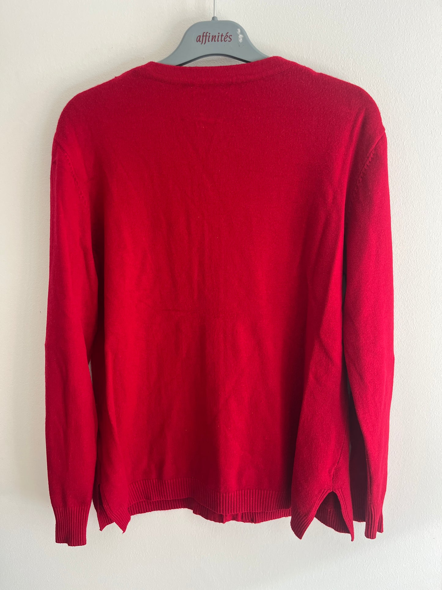 Cardigan à manches longues rouge avec dentelle et strass - M/L
