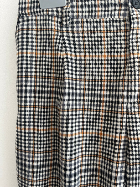 Pantalon à pinces à carreaux avec ourlets - M