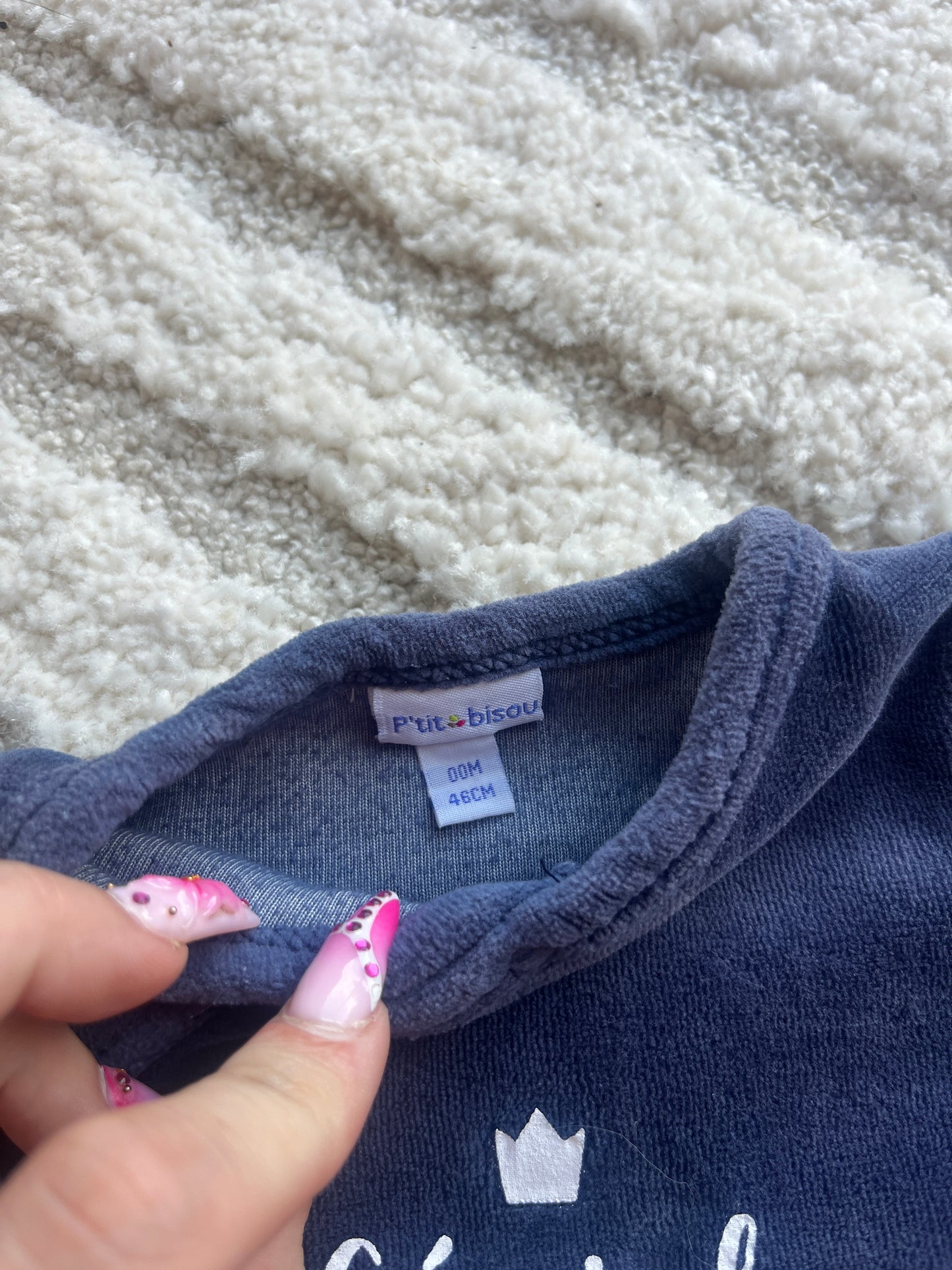 Pyjama en velours bleu marine « génial de père en fils » P’tit Bisou - 00 mois (46cm)