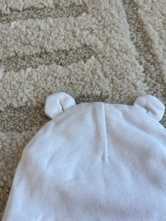 Bonnet en jersey blanc avec 2 petites oreilles Kimbaloo - 3 mois