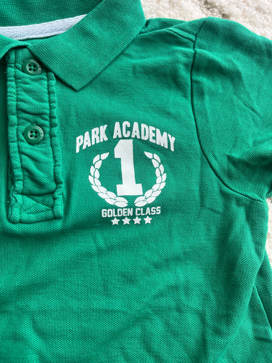 Polo en maille à manches courtes vert « Park Academy » - 4 ans