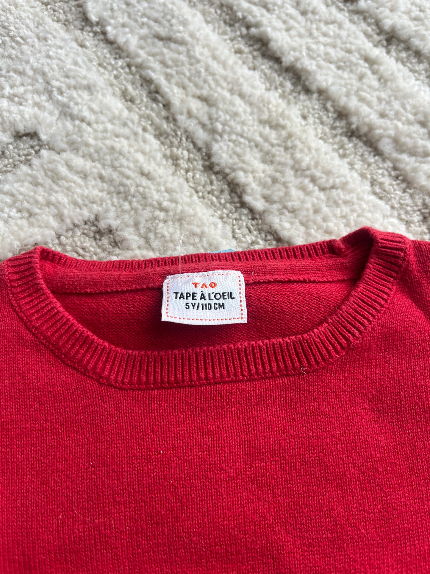 Pull en maille à manches longues rouge « Power » - 5 ans