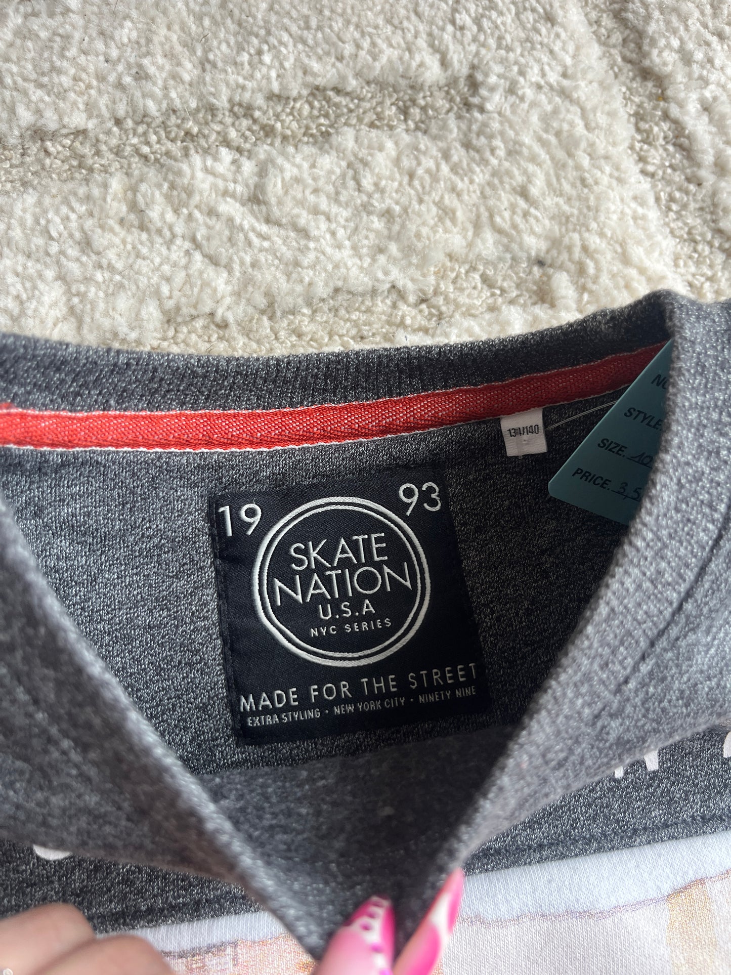 Sweat à manches longues gris et beige « Eastside NYC » - 10 ans