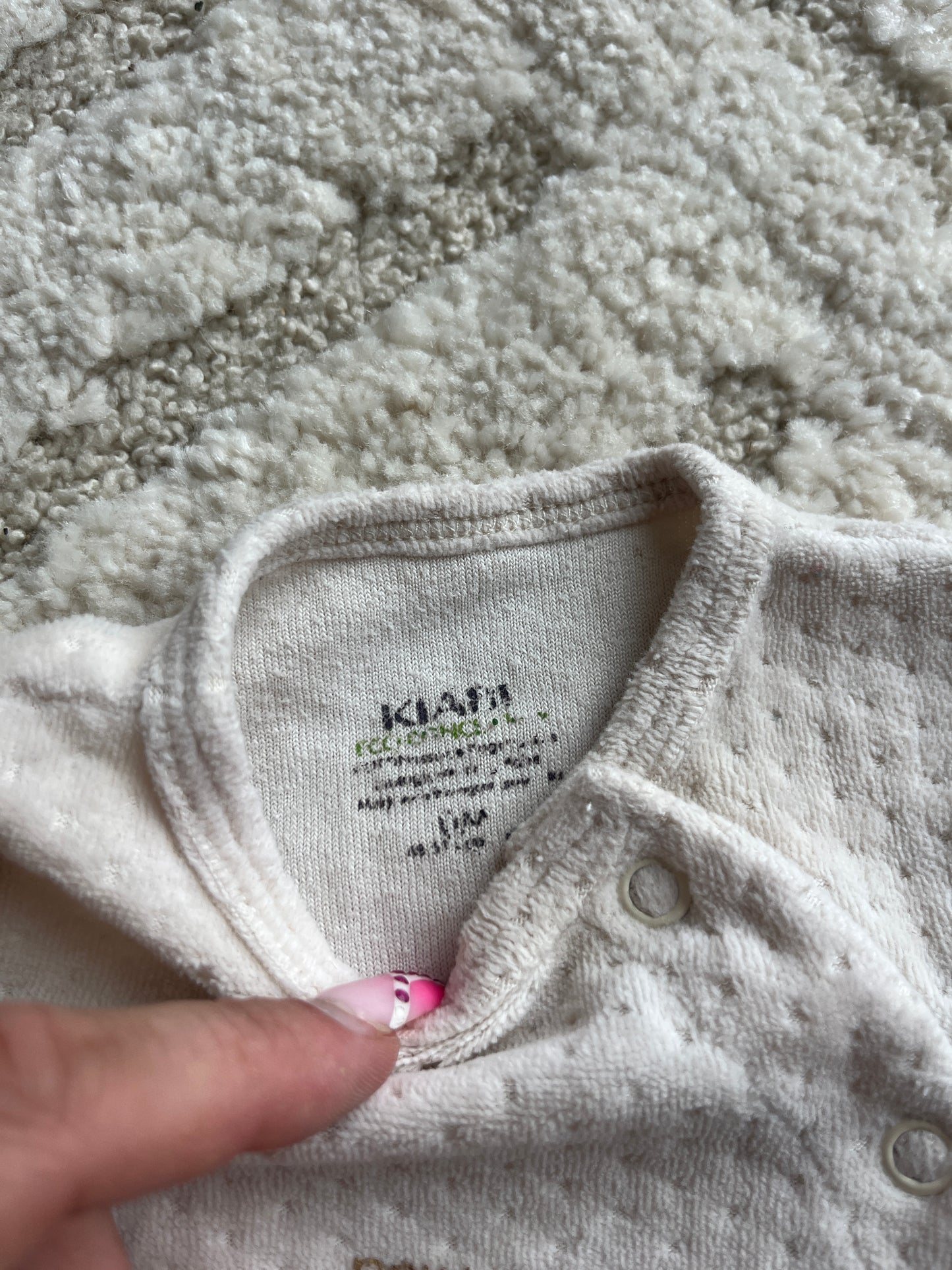 Pyjama velours beige effet matelassé « New one in the Family » - 0 mois
