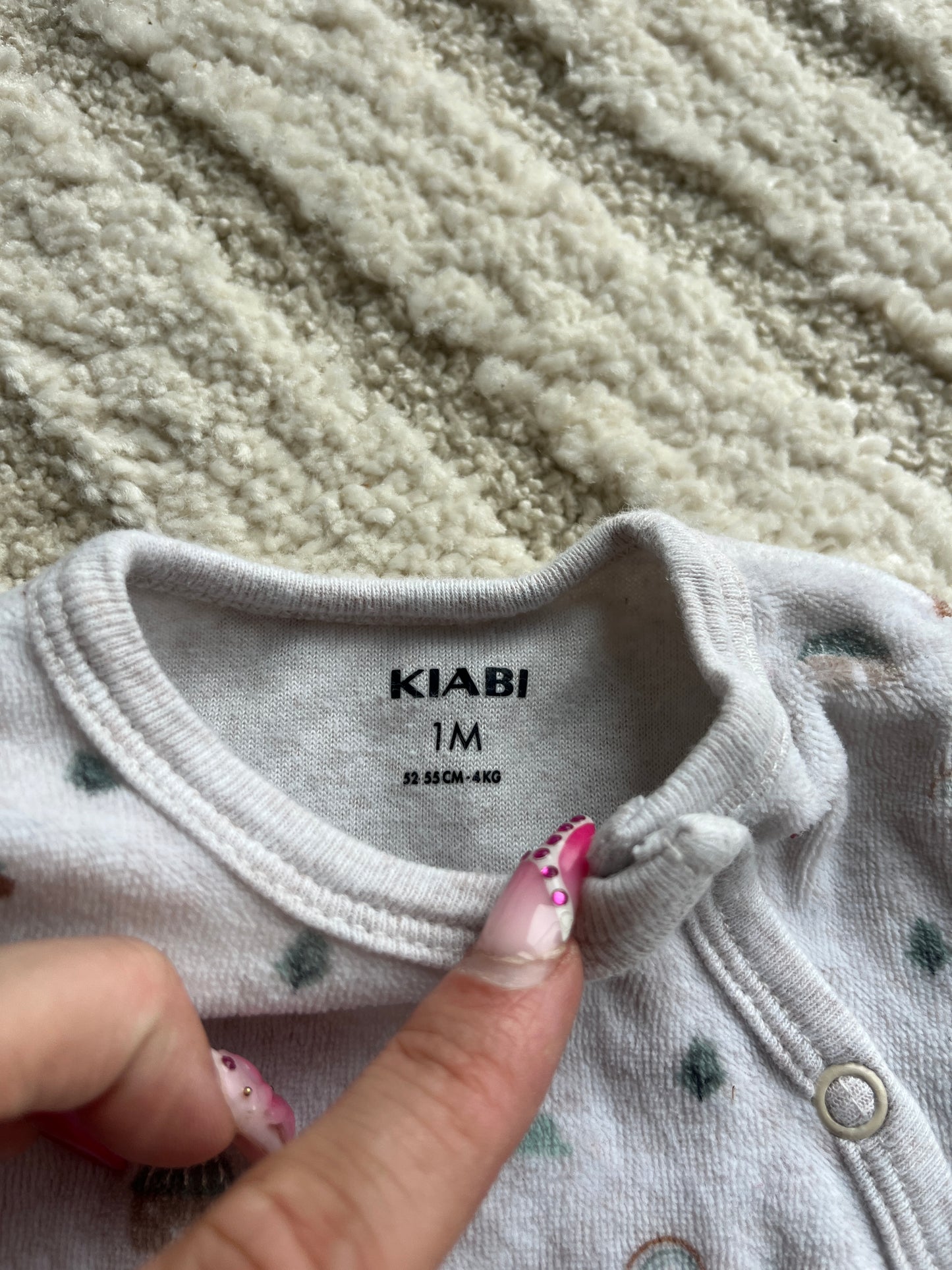 Pyjama velours beige motifs maisons - 1 mois