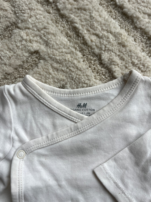 Body à manches longues en jersey crème asymétrique H&M - 1 mois