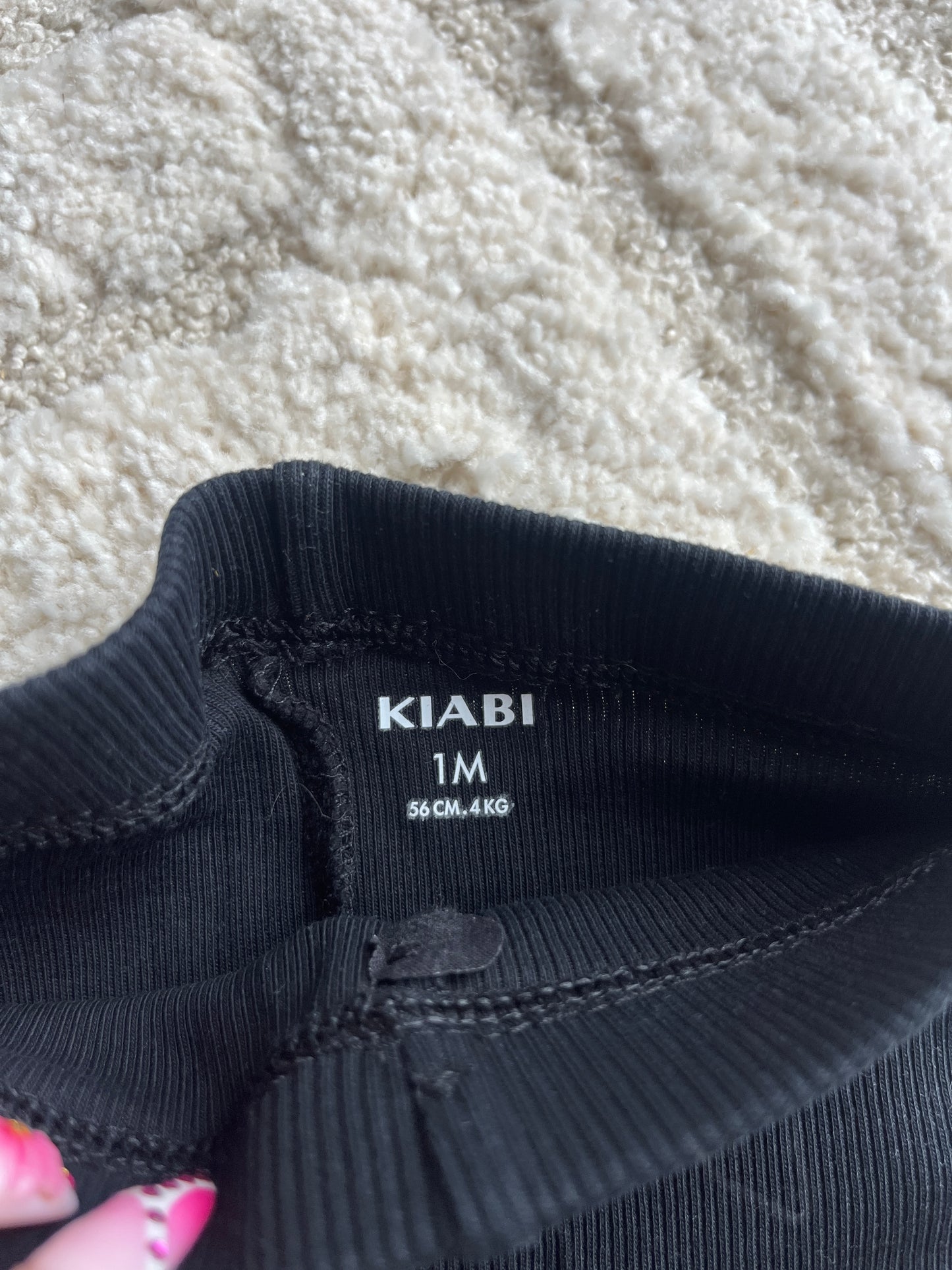 Legging noir côtelé avec boutons marrons Kiabi - 1 mois