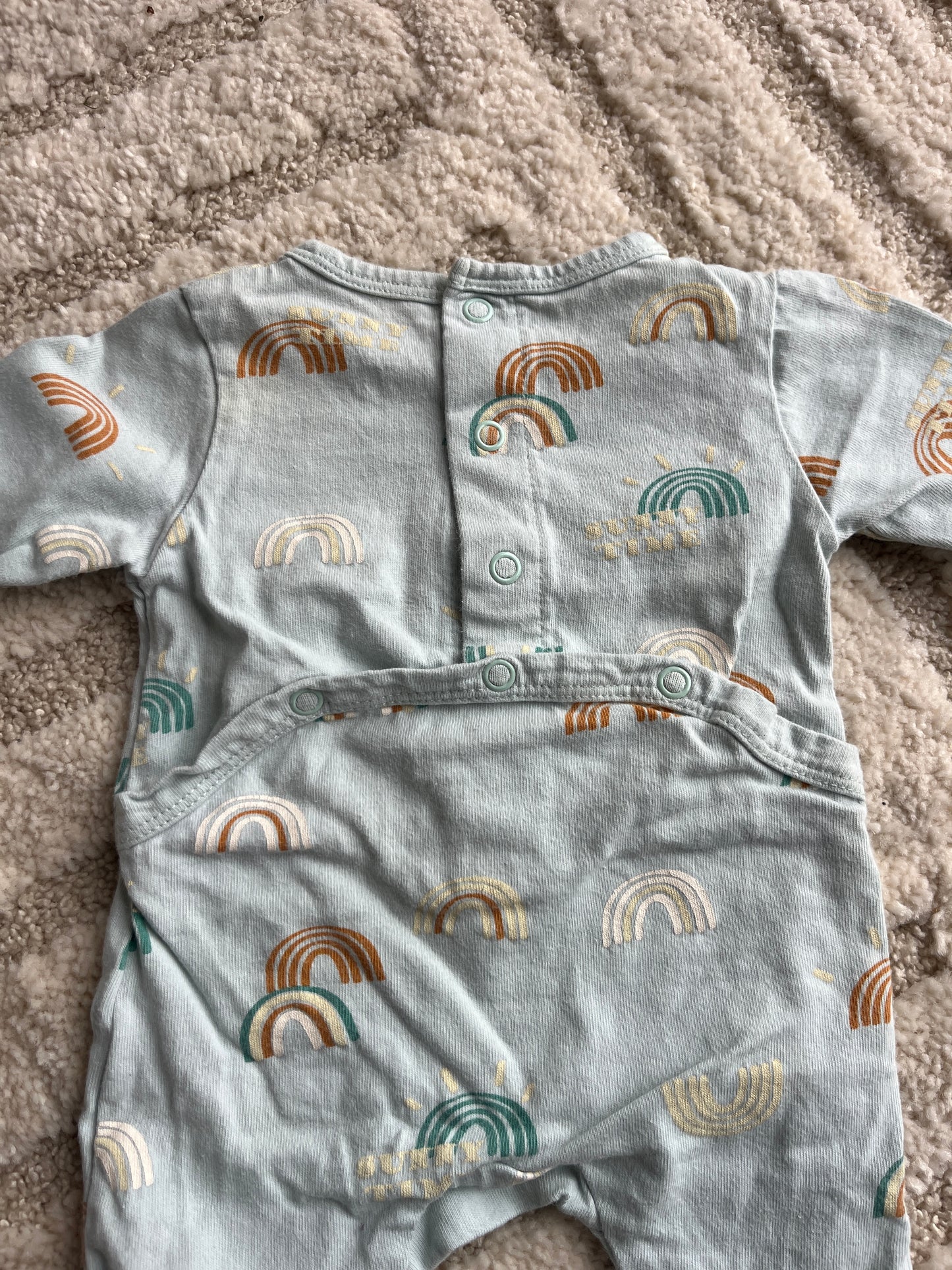 Pyjama léger en jersey bleu motifs arc-en-ciel - 1 mois