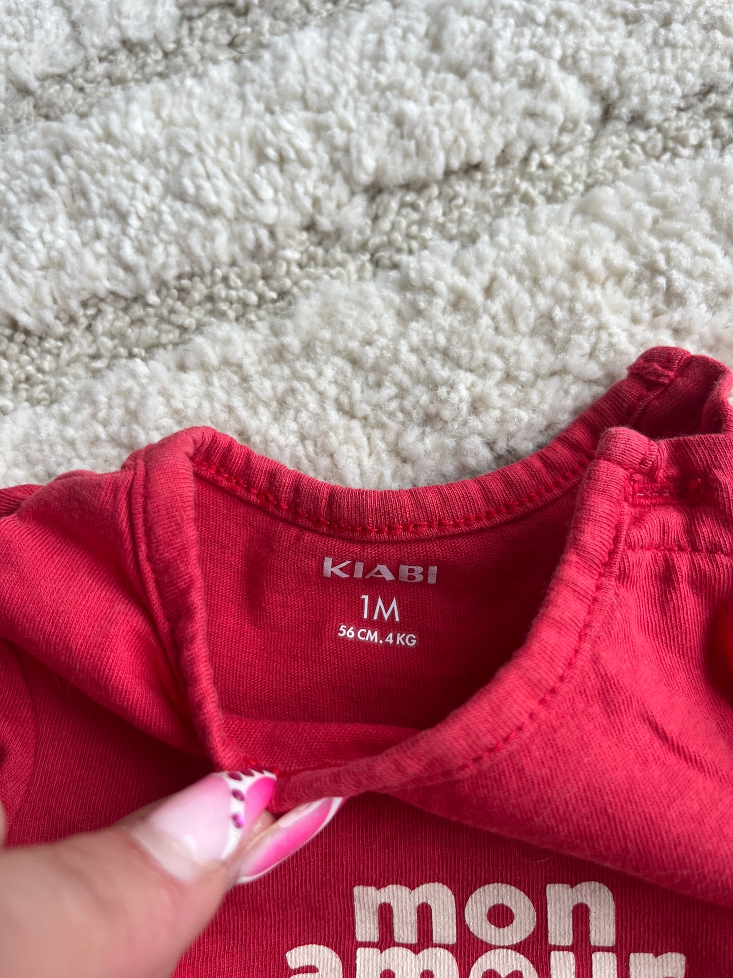 T-shirt à manches courtes rouge « mon amour » - 1 mois