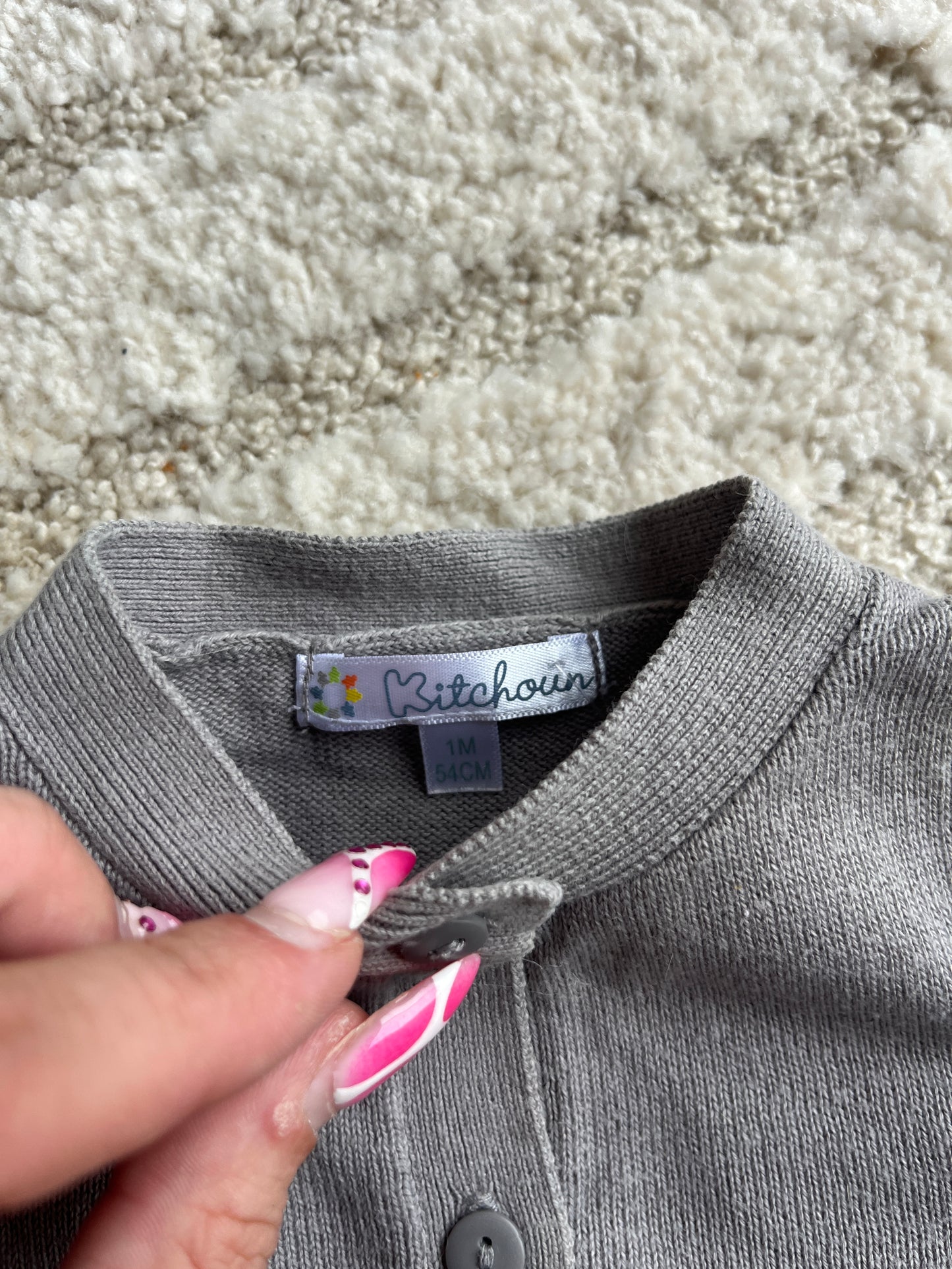 Cardigan à manches longues gris/marron Kitchoun - 1 mois