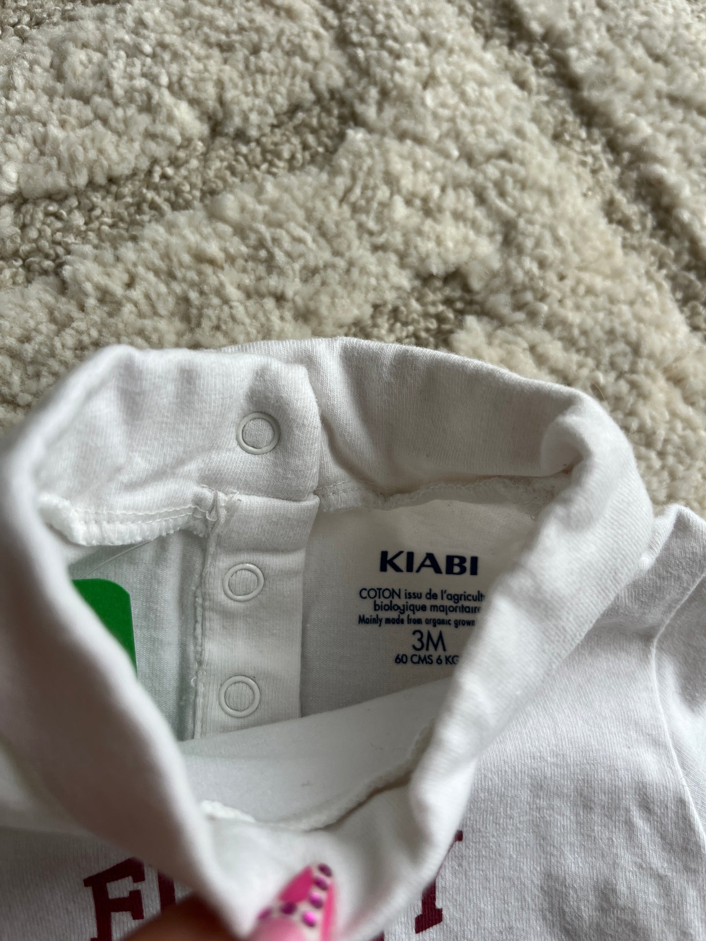 T-shirt à manches longues blanc avec col roulé « just funny like me » - 3 mois