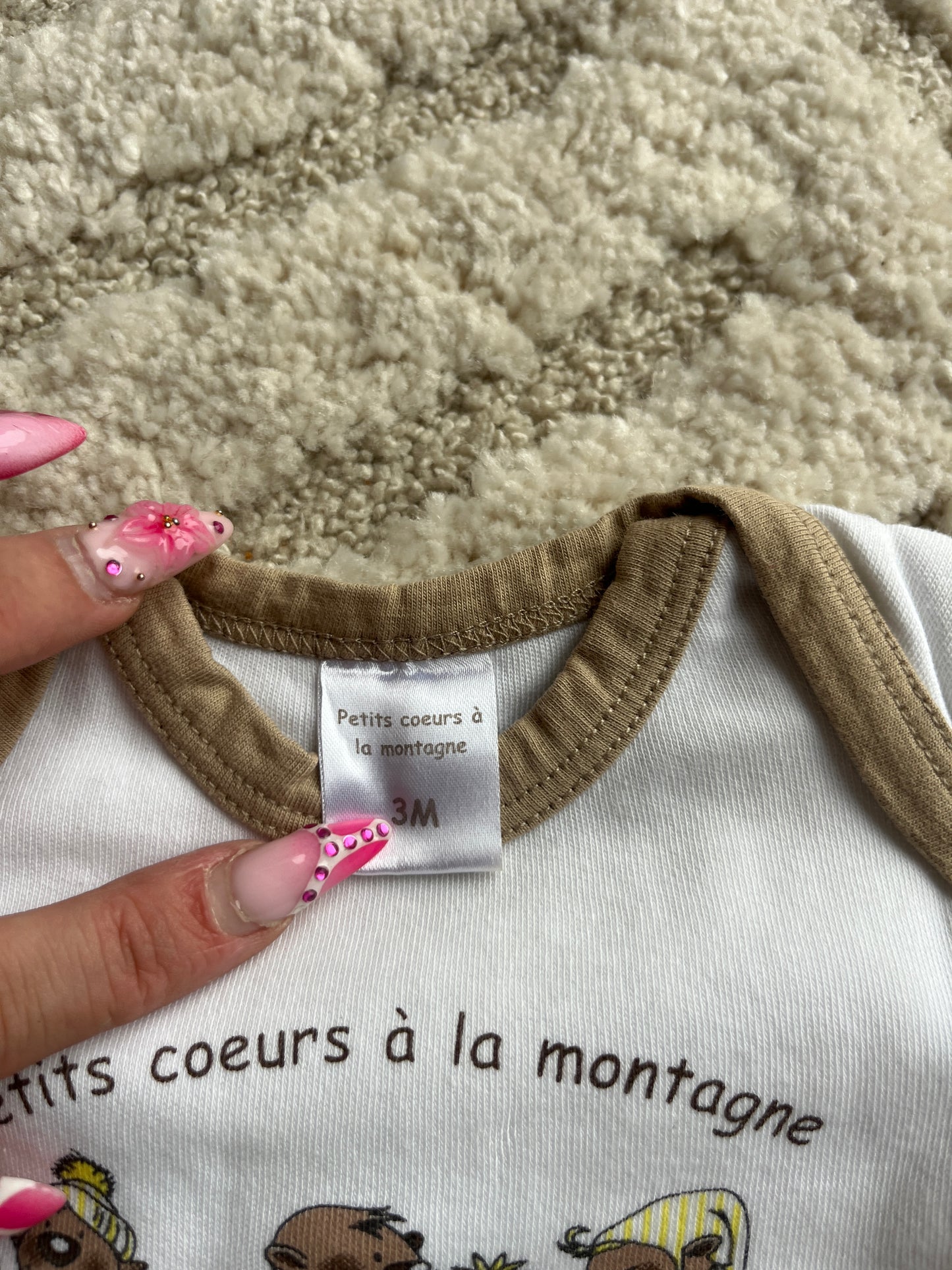 Body à manches longues blanc et marron motifs marmottes - 3 mois