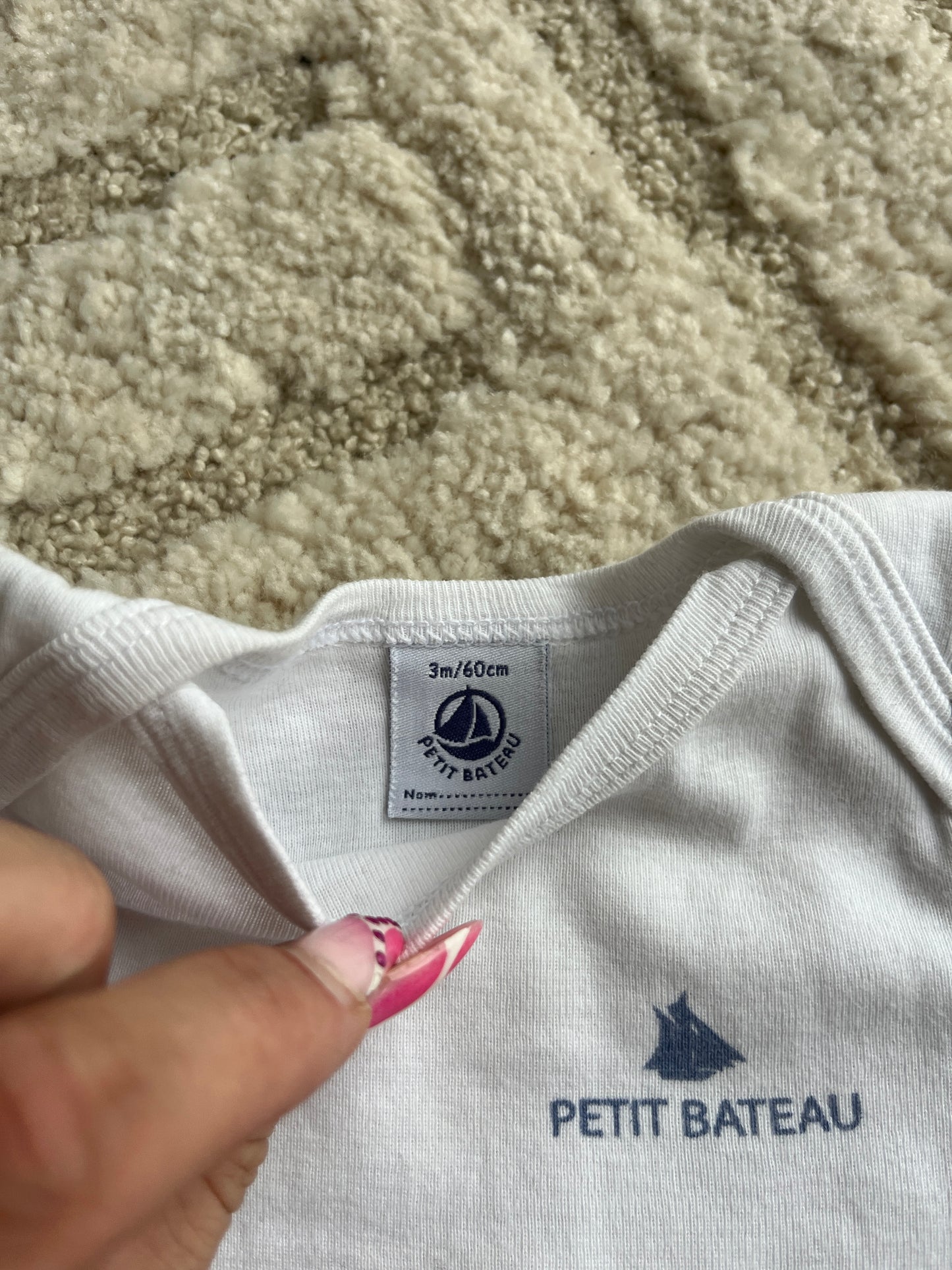 Body à manches courtes blanc motif bateau Petit Bateau - 3 mois