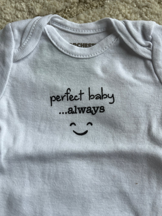Body à manches courtes blanc « perfect baby always » - 3 mois