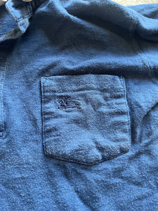 T-shirt à manches courtes bleu marine avec col Burberry - 18 mois