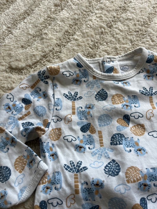 Pyjama léger motifs savane en bleu et beige - 18 mois