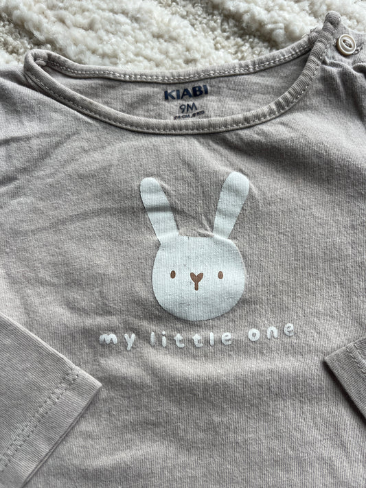 T-shirt à manches longues beige avec tête lapin - 9 mois