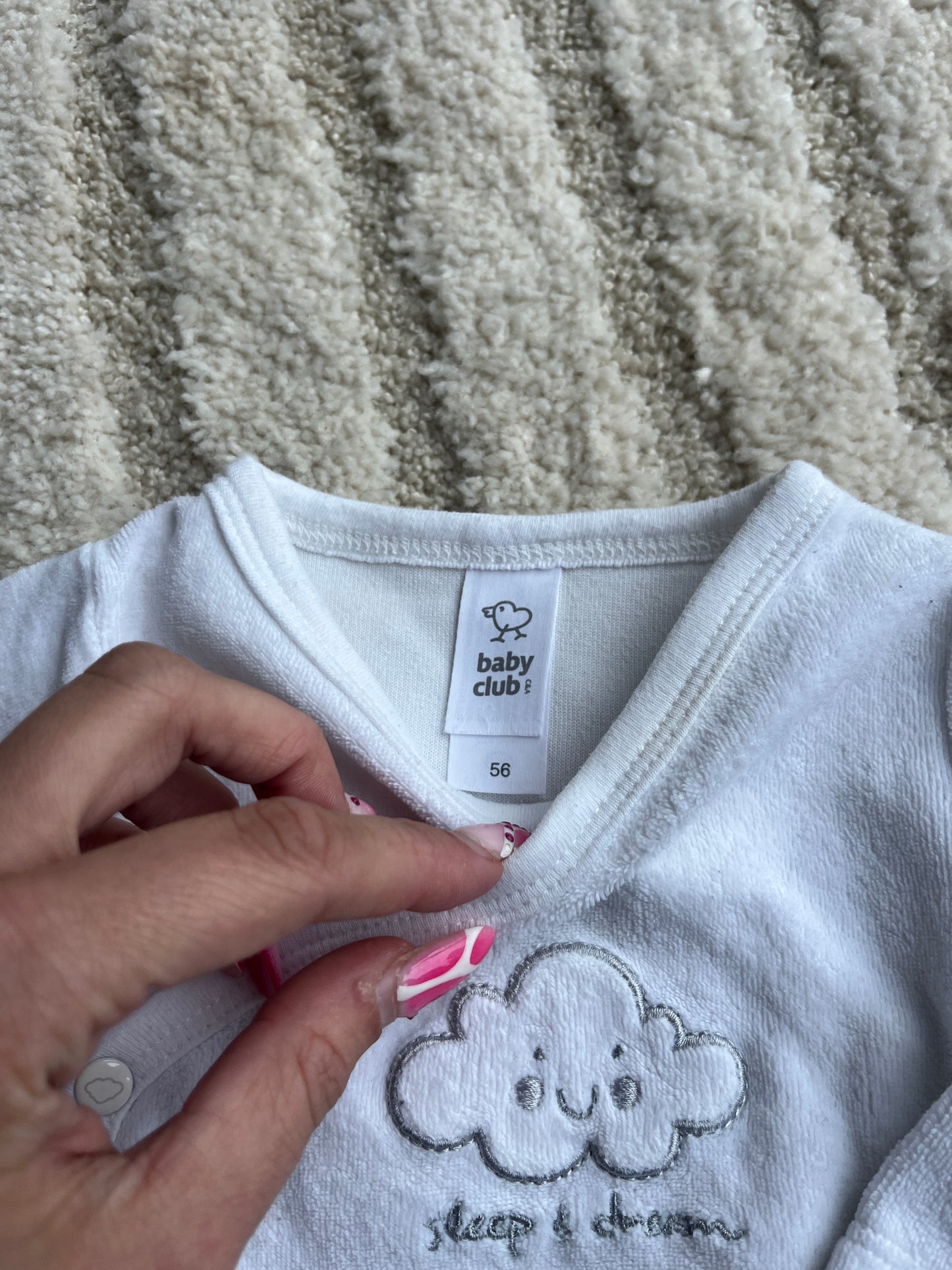 Brassière velours à manches longues blanche « sleep and dream » - 1 mois