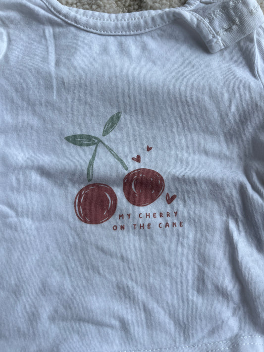 T-shirt à manches longues blanc « my cherry on the cake » - 1 mois