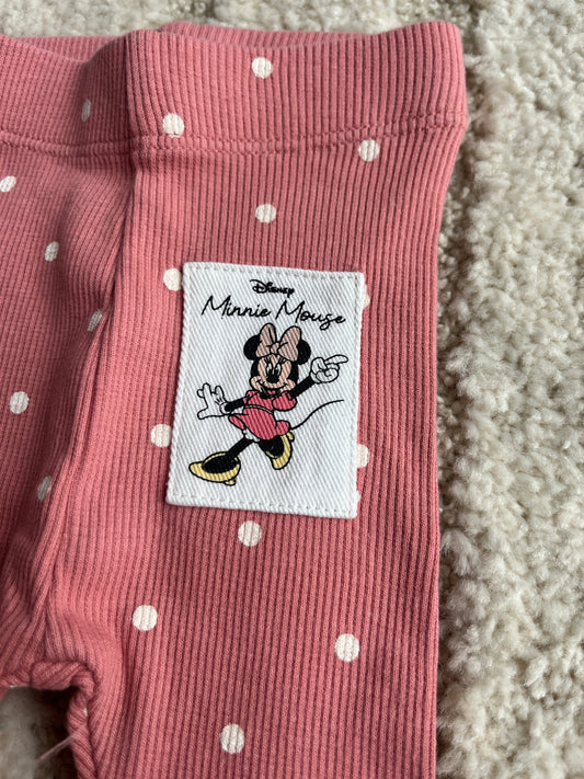 Legging côtelé rose à pois blancs Minnie - 1 mois
