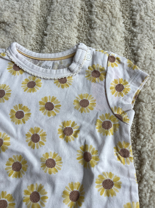T-shirt à manches courtes blanc motifs tournesols - 2/3 mois (62cm)