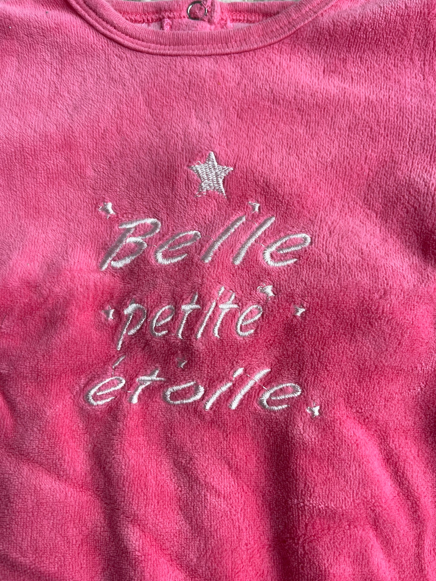 Pyjama velours rose « belle petite étoile » - 1 mois