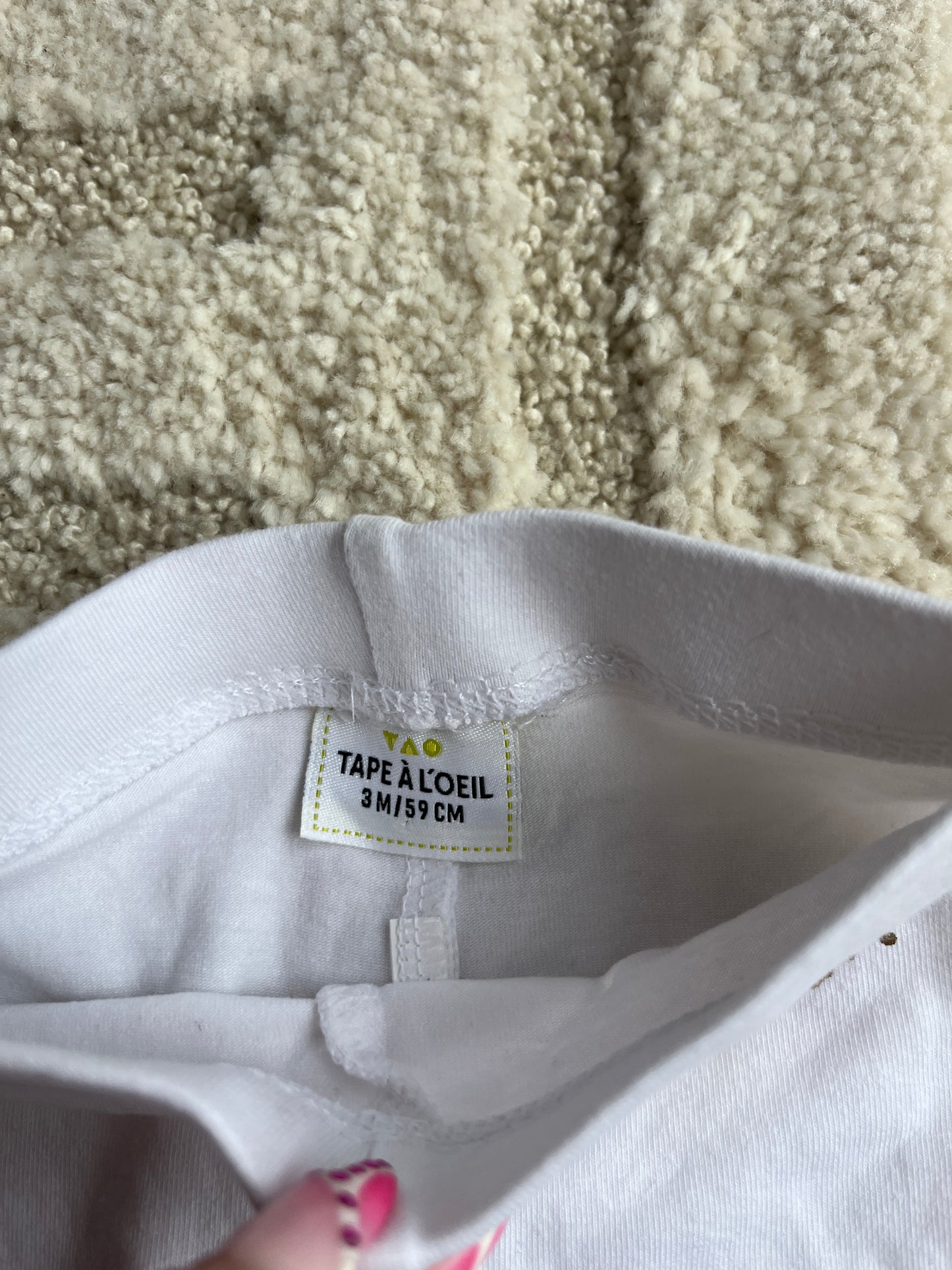 Legging en jersey blanc « cool baby » TAO - 3 mois