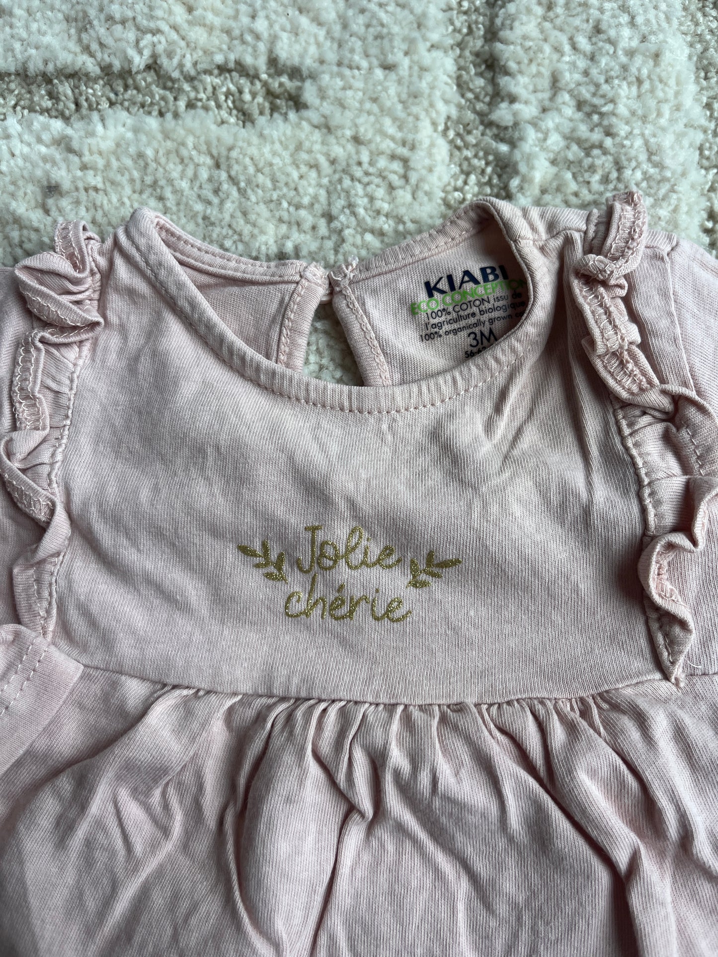 T-shirt à manches longues rose évasé « jolie chérie » - 3 mois